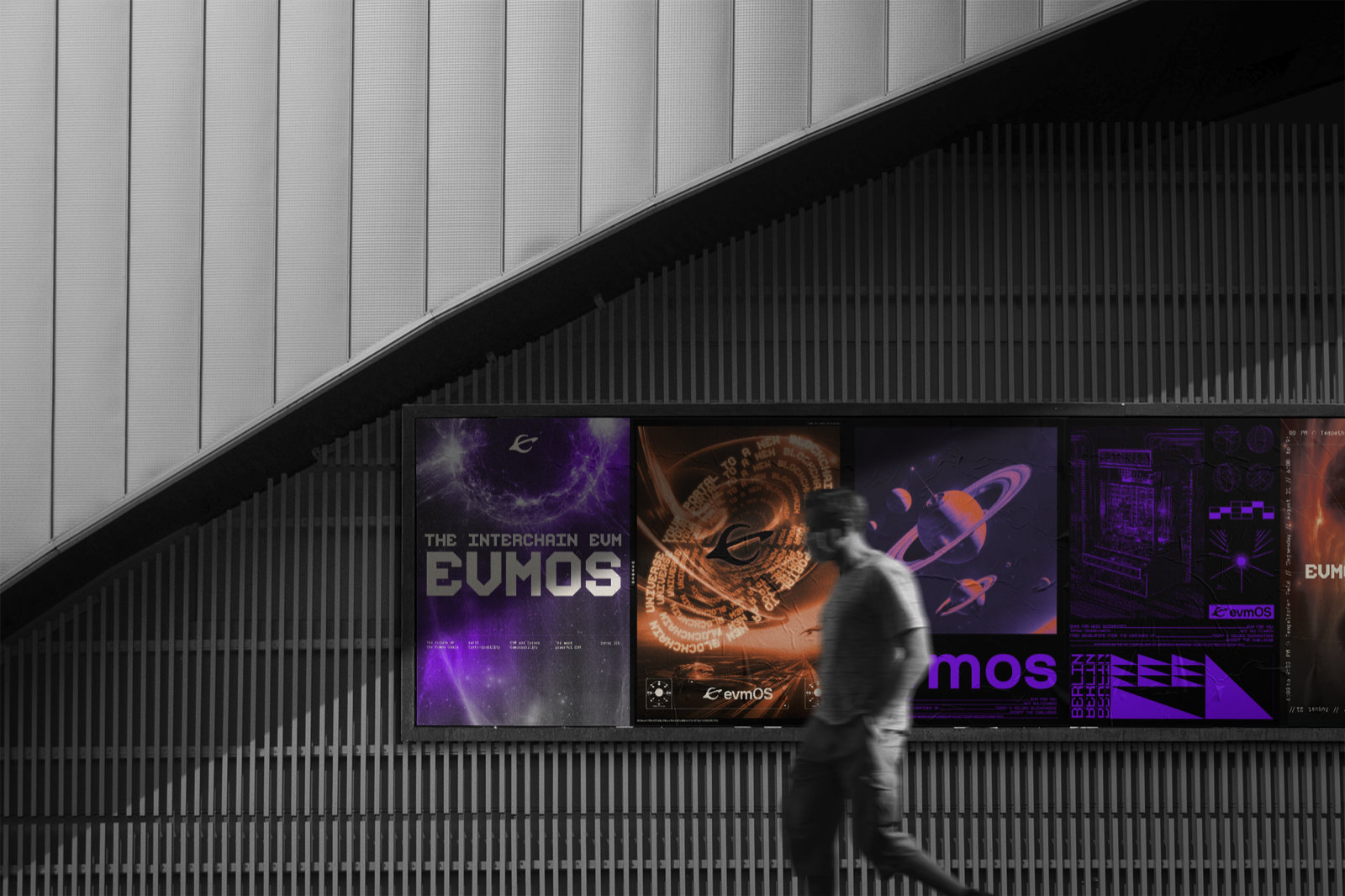 A wall of Evmos posters